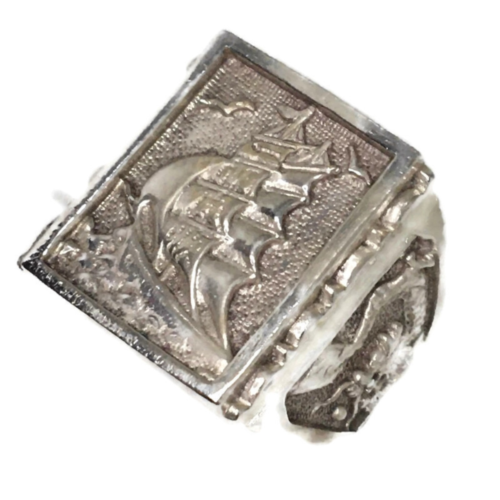 Safe Sailing Men ring solid silver band size 9